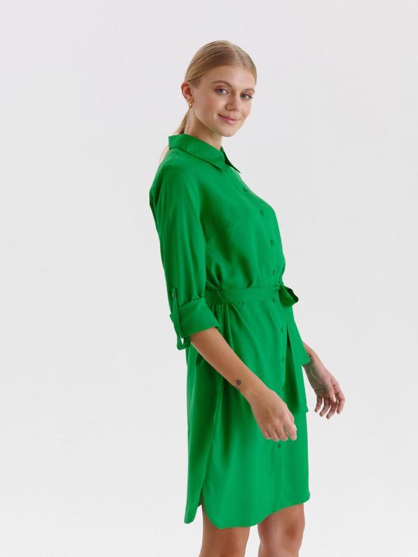 TOP SECRET Dámske košeľové, zelené šaty s opaskom.