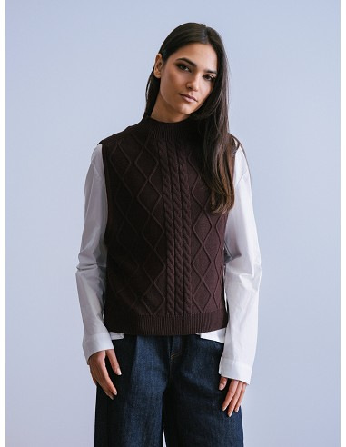 WNT Collection Dámska tmavo hnedá vesta. W225245