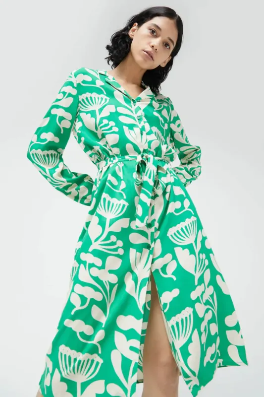 Compania Fantastica Dámske košeľové zelené vzorované šaty