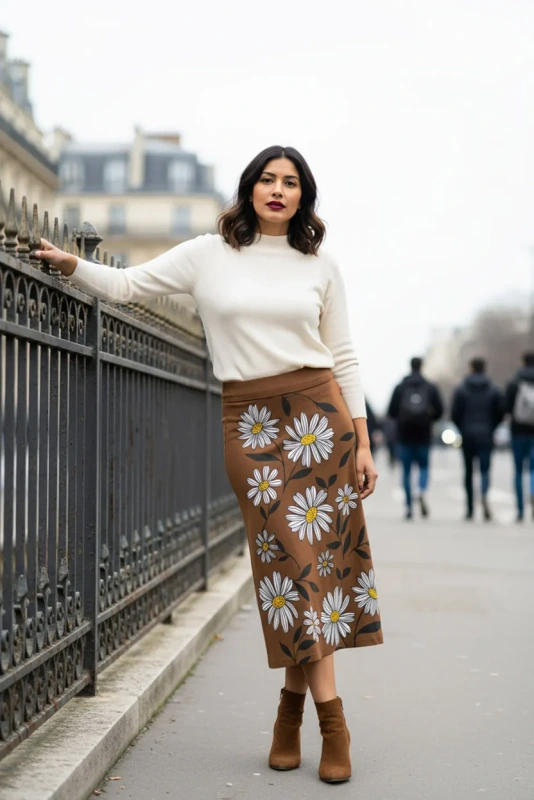 MAMATAYOE Dámska hnedá sukňa. PANORAMA