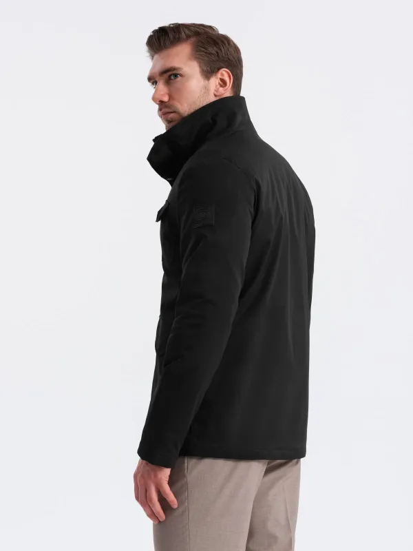 OMBRE Pánska čierna bunda.OM-JALP-0167 3