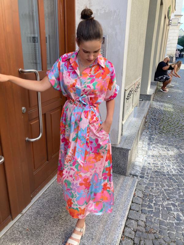 La Furia farebné šaty košeľového stihu