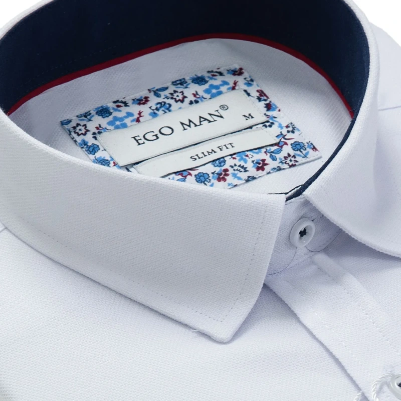 EGO-MAN Pánska bavlnená biela košeľa. S0117/01