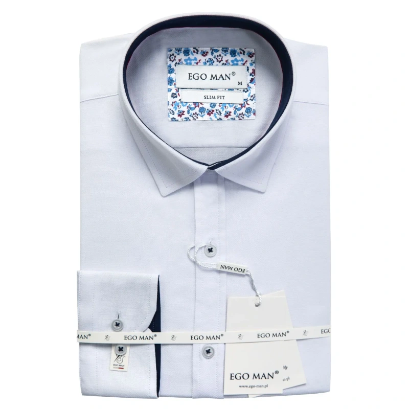 EGO-MAN Pánska bavlnená biela košeľa. S0117/01 1