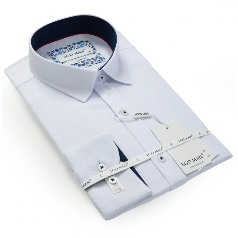 EGO-MAN Pánska bavlnená biela košeľa. S0117/01 2