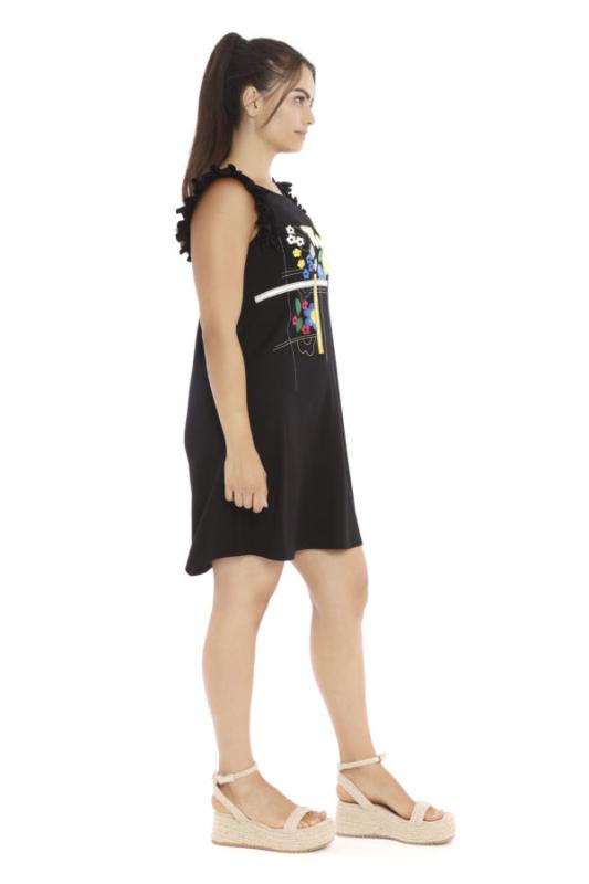 MAMATAYOE Dámske Čierne šaty s 3D vzormi. Adansonia