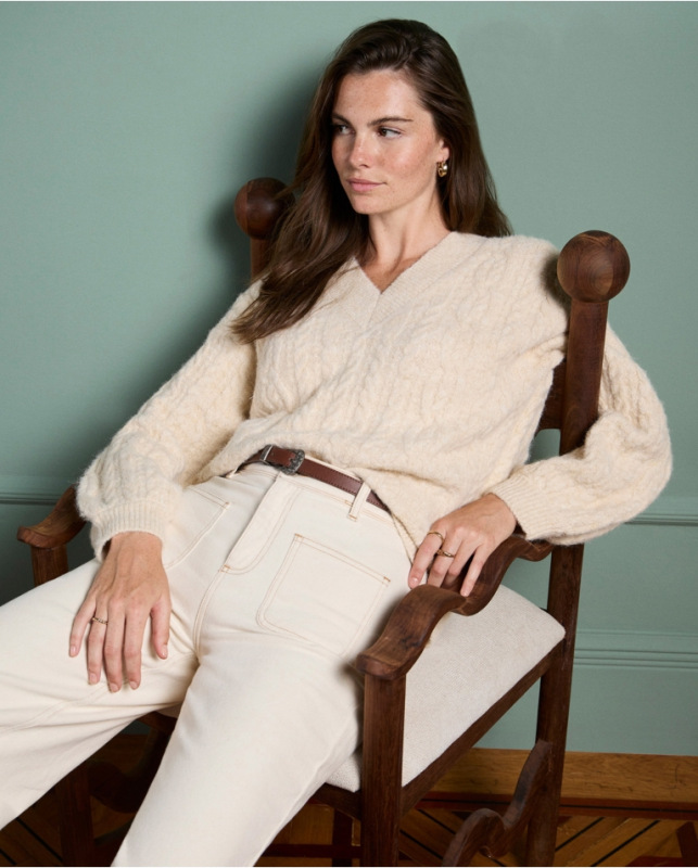 Surkana krémové široké rifle s vysokým pásom. 555LIJE524 1