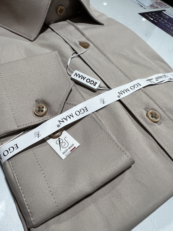 EGO-MAN Pánska bavlnená krémová saténová košeľa. S0150/12 1