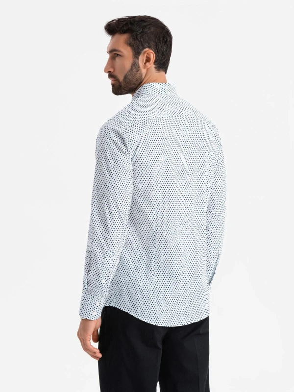 Ombre pánska košeľa, biela so vzorom, OM-SHCS-0140 3