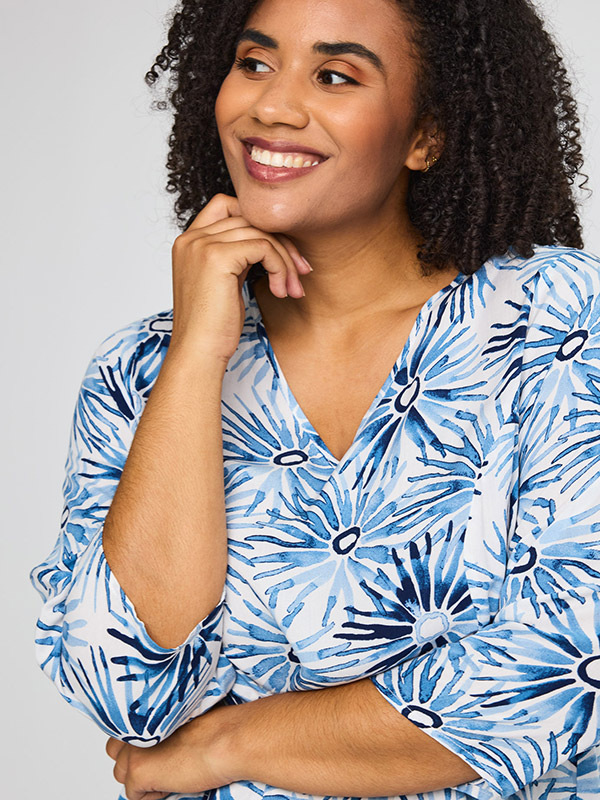 Studio Dámske letné šaty biele s modrým vzorom. S262835 1