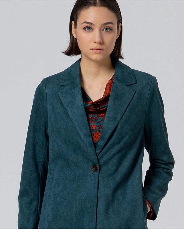 SURKANA Dámsky petrolejový velvetový kabátik/ blejzer. 555LISU322 1